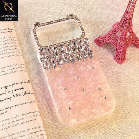 iPhone 17 Pro Max Cover - Pink - Luxury Rhinestone Diamond Mobile Cover Featuring Built-in Vanity Mirror and Sparkling Hanging Crystals