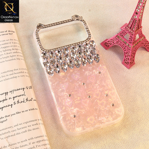 iPhone 17 Pro Max Cover - Pink - Luxury Rhinestone Diamond Mobile Cover Featuring Built-in Vanity Mirror and Sparkling Hanging Crystals