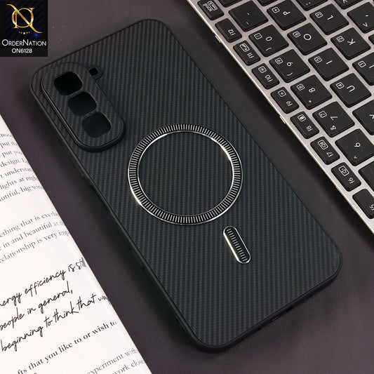 Infinix Hot 70 Cover - Black - Premium Carbon Fiber Texture Magnetic Shockproof Slim Luxury Mobile Back Cover