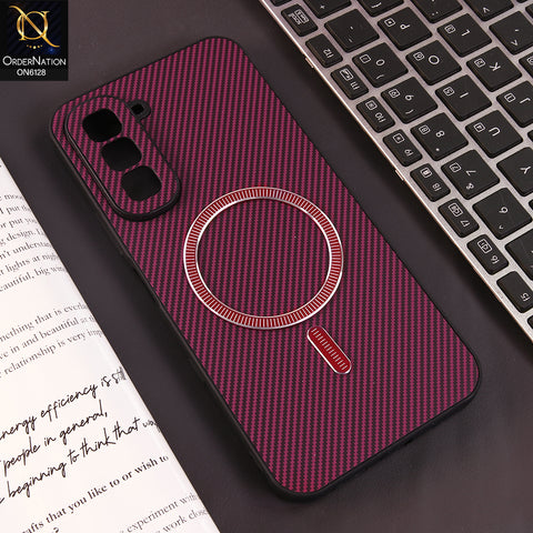 Infinix Hot 70 Cover - Red - Premium Carbon Fiber Texture Magnetic Shockproof Slim Luxury Mobile Back Cover