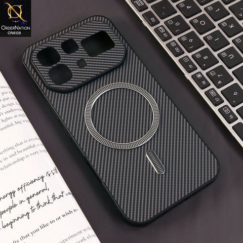 Infinix Note 60 Cover - Gray - Premium Carbon Fiber Texture Magnetic Shockproof Slim Luxury Mobile Back Cover