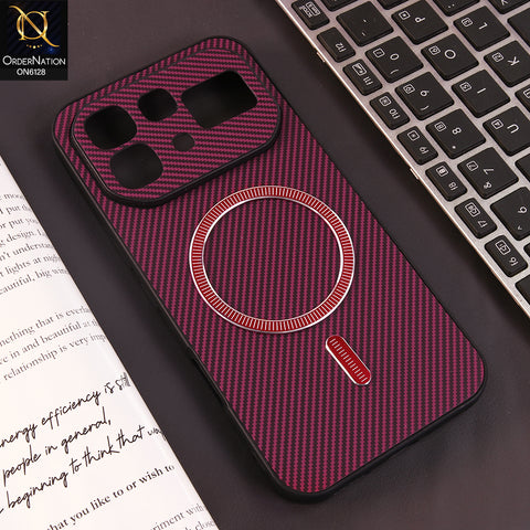 Infinix Note 60 Cover - Red - Premium Carbon Fiber Texture Magnetic Shockproof Slim Luxury Mobile Back Cover