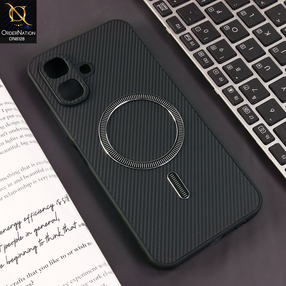 Infinix Smart 20 Cover - Black - Premium Carbon Fiber Texture Magnetic Shockproof Slim Luxury Mobile Back Cover