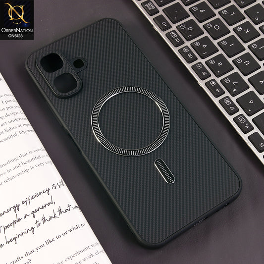Infinix Smart 20 Cover - Black - Premium Carbon Fiber Texture Magnetic Shockproof Slim Luxury Mobile Back Cover