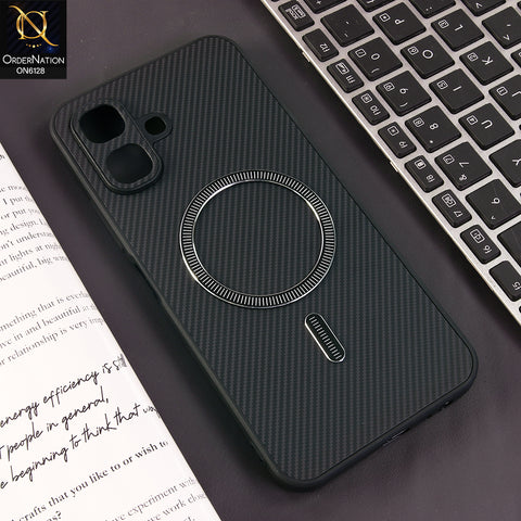 Infinix Smart 20 Cover - Black - Premium Carbon Fiber Texture Magnetic Shockproof Slim Luxury Mobile Back Cover
