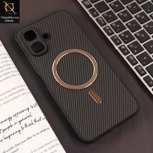 Infinix Smart 20 Cover - Brown - Premium Carbon Fiber Texture Magnetic Shockproof Slim Luxury Mobile Back Cover