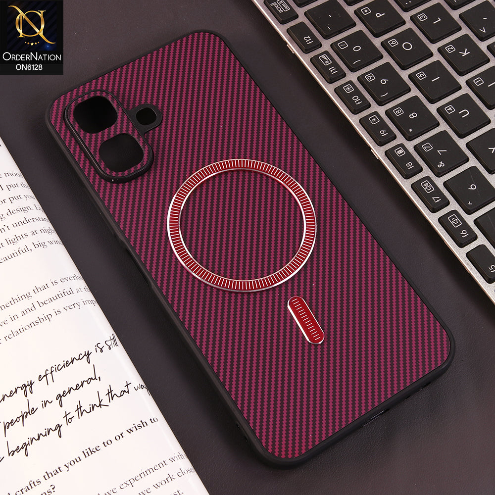 Infinix Smart 20 Cover - Red - Premium Carbon Fiber Texture Magnetic Shockproof Slim Luxury Mobile Back Cover