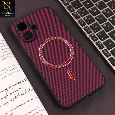 Infinix Smart 20 Cover - Red - Premium Carbon Fiber Texture Magnetic Shockproof Slim Luxury Mobile Back Cover