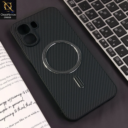 Oppo K14x Cover - Black -Premium Carbon Fiber Texture Magnetic Shockproof Slim Luxury Mobile Back Cover