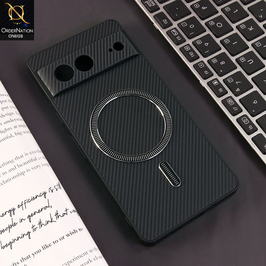 Google Pixel 7 Cover - Black - Premium Carbon Fiber Texture Magnetic Shockproof Slim Luxury Mobile Back Cover