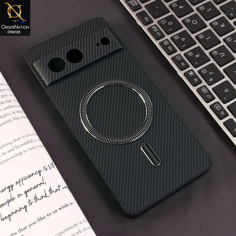 Google Pixel 7 Cover - Black - Premium Carbon Fiber Texture Magnetic Shockproof Slim Luxury Mobile Back Cover