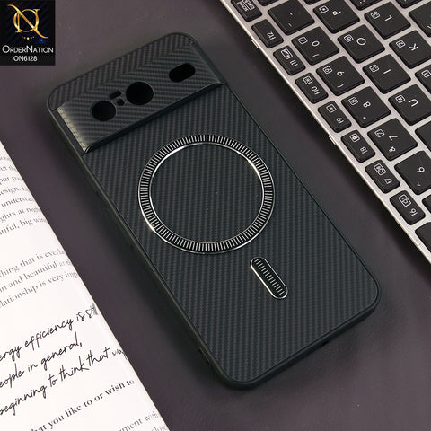 Google Pixel 8 Cover - Black - Premium Carbon Fiber Texture Magnetic Shockproof Slim Luxury Mobile Back Cover