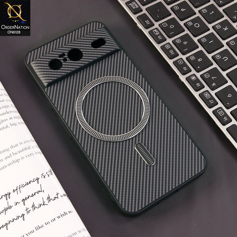 Google Pixel 8 Cover - Gray - Premium Carbon Fiber Texture Magnetic Shockproof Slim Luxury Mobile Back Cover