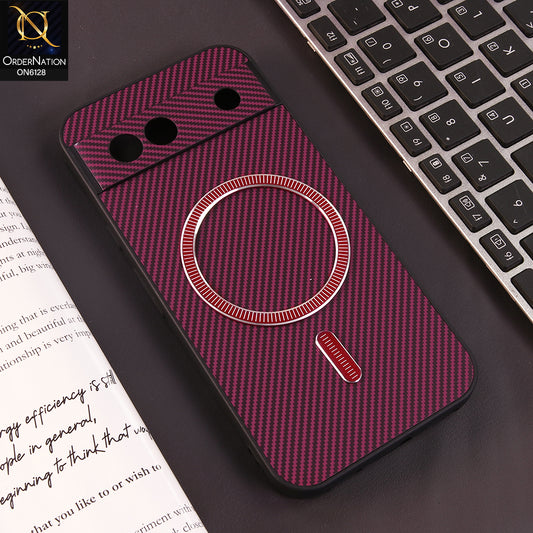 Google Pixel 8a Cover - Red - Premium Carbon Fiber Texture Magnetic Shockproof Slim Luxury Mobile Back Cover