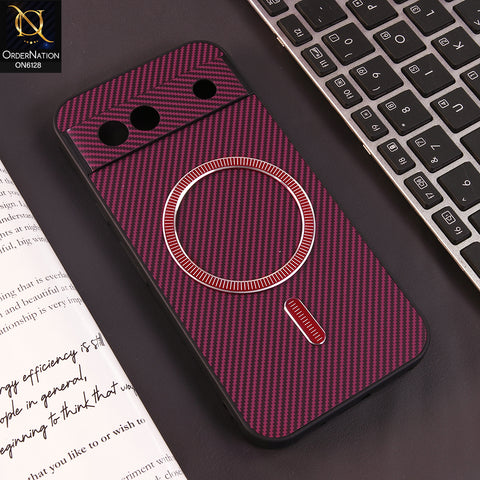 Google Pixel 8a Cover - Red - Premium Carbon Fiber Texture Magnetic Shockproof Slim Luxury Mobile Back Cover