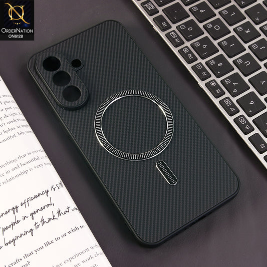 Samsung Galaxy A37 Cover - Black - Premium Carbon Fiber Texture Magnetic Shockproof Slim Luxury Mobile Back Cover