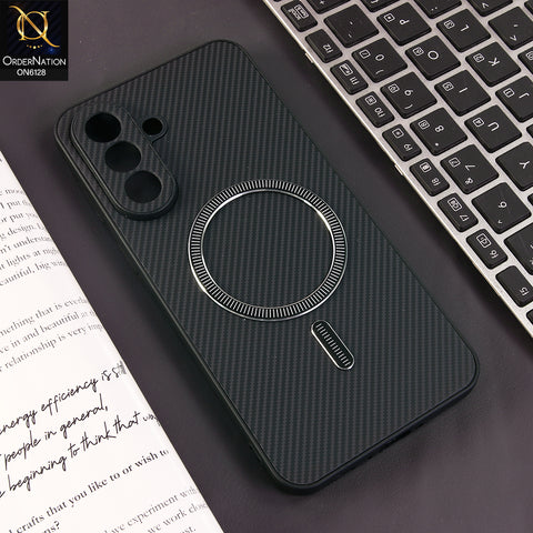 Samsung Galaxy A57 Cover - Black - Premium Carbon Fiber Texture Magnetic Shockproof Slim Luxury Mobile Back Cover