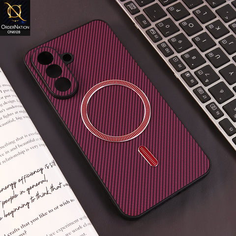 Samsung Galaxy A57 Cover - Red - Premium Carbon Fiber Texture Magnetic Shockproof Slim Luxury Mobile Back Cover