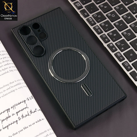 Samsung Galaxy S23 Ultra 5G Cover - Black - Premium Carbon Fiber Texture Magnetic Shockproof Slim Luxury Mobile Back Cover