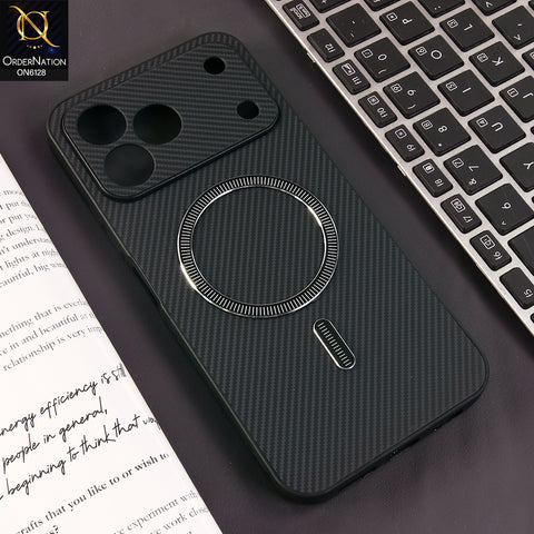 Tecno Spark 50 4G Cover - Black - Premium Carbon Fiber Texture Magnetic Shockproof Slim Luxury Mobile Back Cover