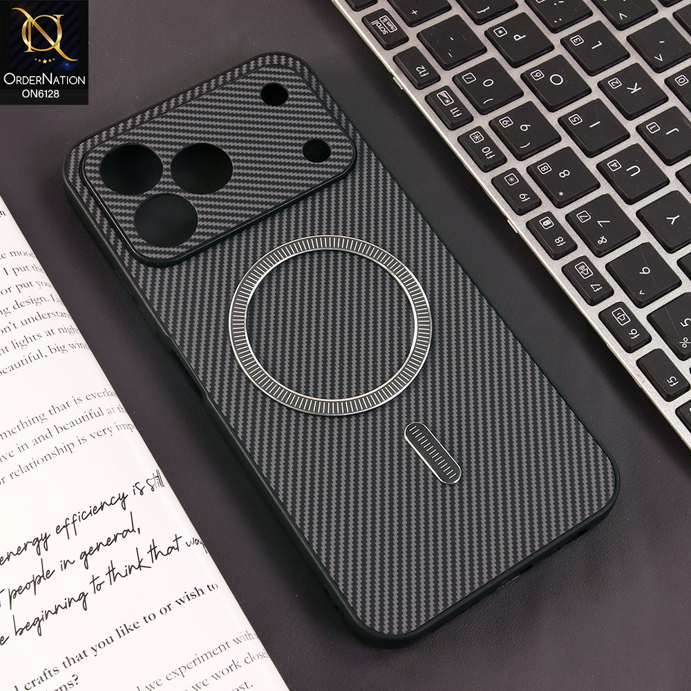 Tecno Spark 50 4G Cover - Gray - Premium Carbon Fiber Texture Magnetic Shockproof Slim Luxury Mobile Back Cover