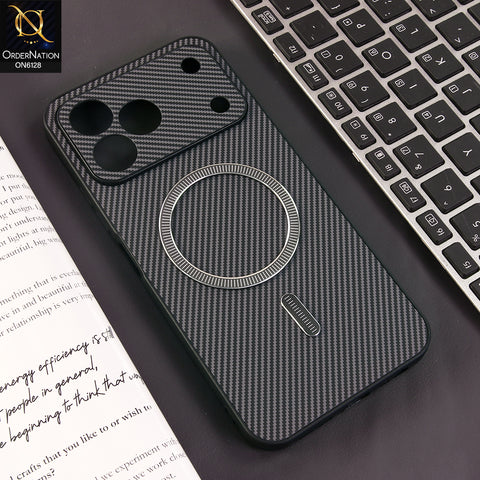 Tecno Spark 50 4G Cover - Gray - Premium Carbon Fiber Texture Magnetic Shockproof Slim Luxury Mobile Back Cover