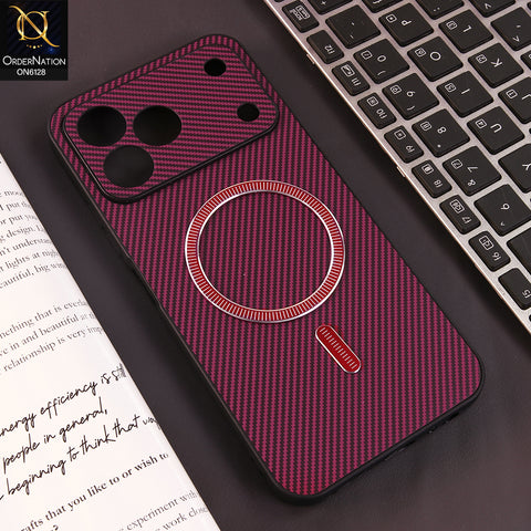 Tecno Spark 50 4G Cover - Red - Premium Carbon Fiber Texture Magnetic Shockproof Slim Luxury Mobile Back Cover