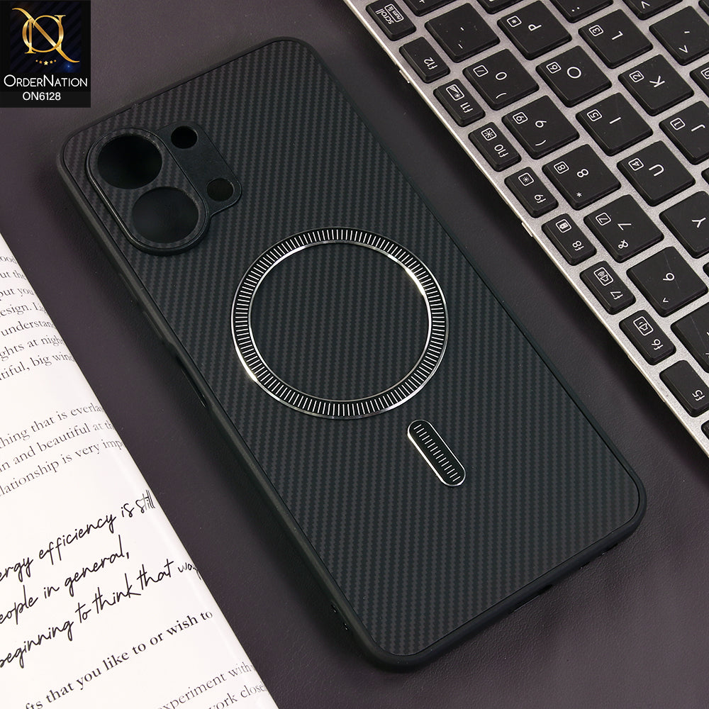 Tecno Spark Go 3 Cover - Black - Premium Carbon Fiber Texture Magnetic Shockproof Slim Luxury Mobile Back Cover
