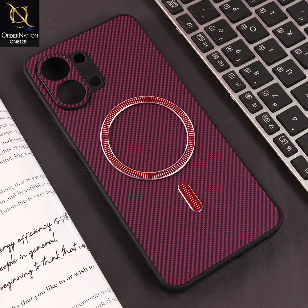 Tecno Spark Go 3 Cover - Red - Premium Carbon Fiber Texture Magnetic Shockproof Slim Luxury Mobile Back Cover