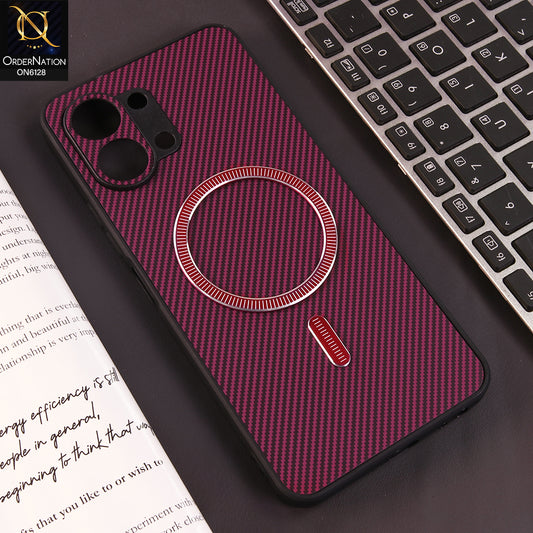 Tecno Spark Go 3 Cover - Red - Premium Carbon Fiber Texture Magnetic Shockproof Slim Luxury Mobile Back Cover