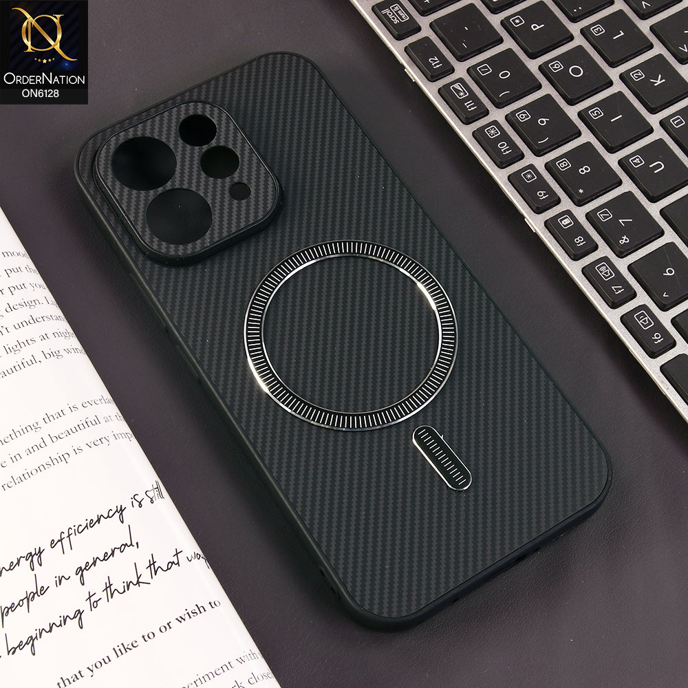 Vivo V70 Cover - Black - Premium Carbon Fiber Texture Magnetic Shockproof Slim Luxury Mobile Back Cover