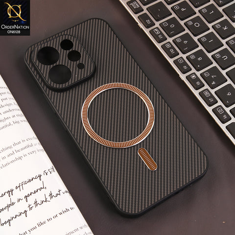 Vivo V70 Cover - Brown - Premium Carbon Fiber Texture Magnetic Shockproof Slim Luxury Mobile Back Cover