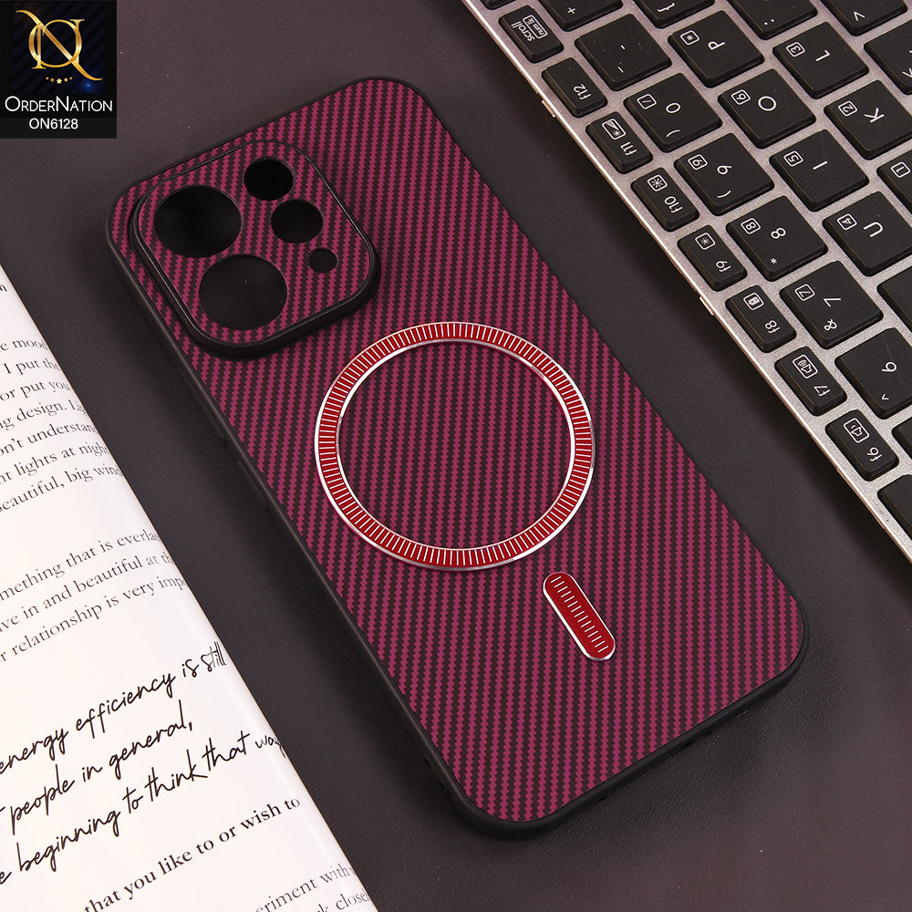Vivo V70 Elite Cover - Red - Premium Carbon Fiber Texture Magnetic Shockproof Slim Luxury Mobile Back Cover