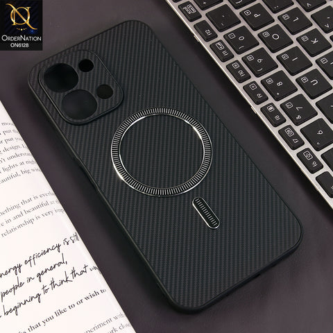 Vivo Y31d Cover - Black - Premium Carbon Fiber Texture Magnetic Shockproof Slim Luxury Mobile Back Cover