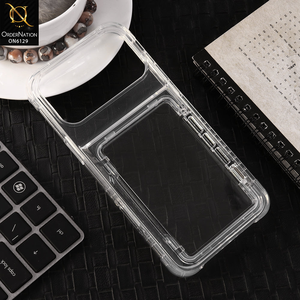 iPhone 17 Pro Max Cover - Transparent - Slim Shockproof Case For Built-in ID Credit Card Pocket Back Cover