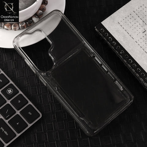 Samsung Galaxy S24 Ultra Cover - Black - Slim Shockproof Case For Built-in ID Credit Card Pocket Back Cover
