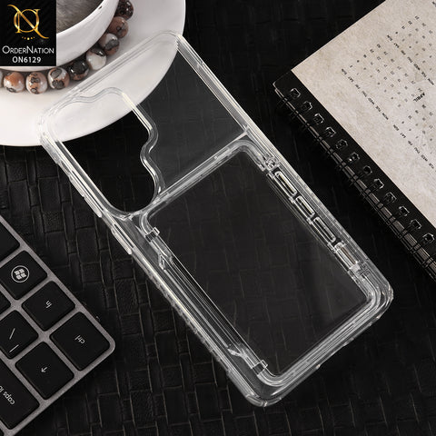 Samsung Galaxy S26 Ultra Cover - Transparent - Slim Shockproof Case For Built-in ID Credit Card Pocket Back Cover