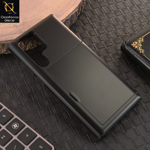 Samsung Galaxy S23 Ultra Cover - Black - Mobile Case Sliding Wallet Card Holder and shockproof bumper edges