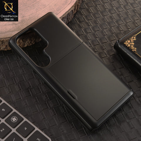 Samsung Galaxy S25 Ultra Cover - Black - Mobile Case Sliding Wallet Card Holder and shockproof bumper edges