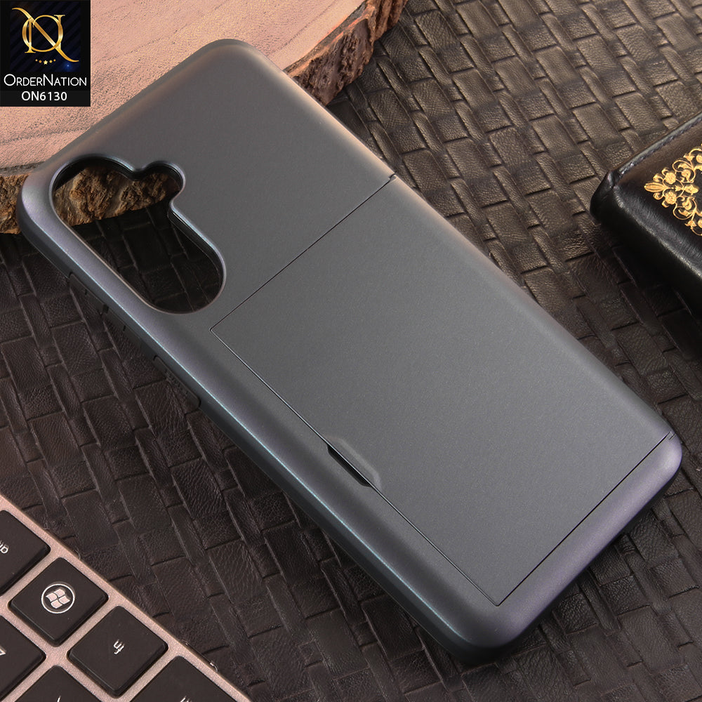 Samsung Galaxy A36 Cover - Navy Blue - Mobile Case Sliding Wallet Card Holder and shockproof bumper edges