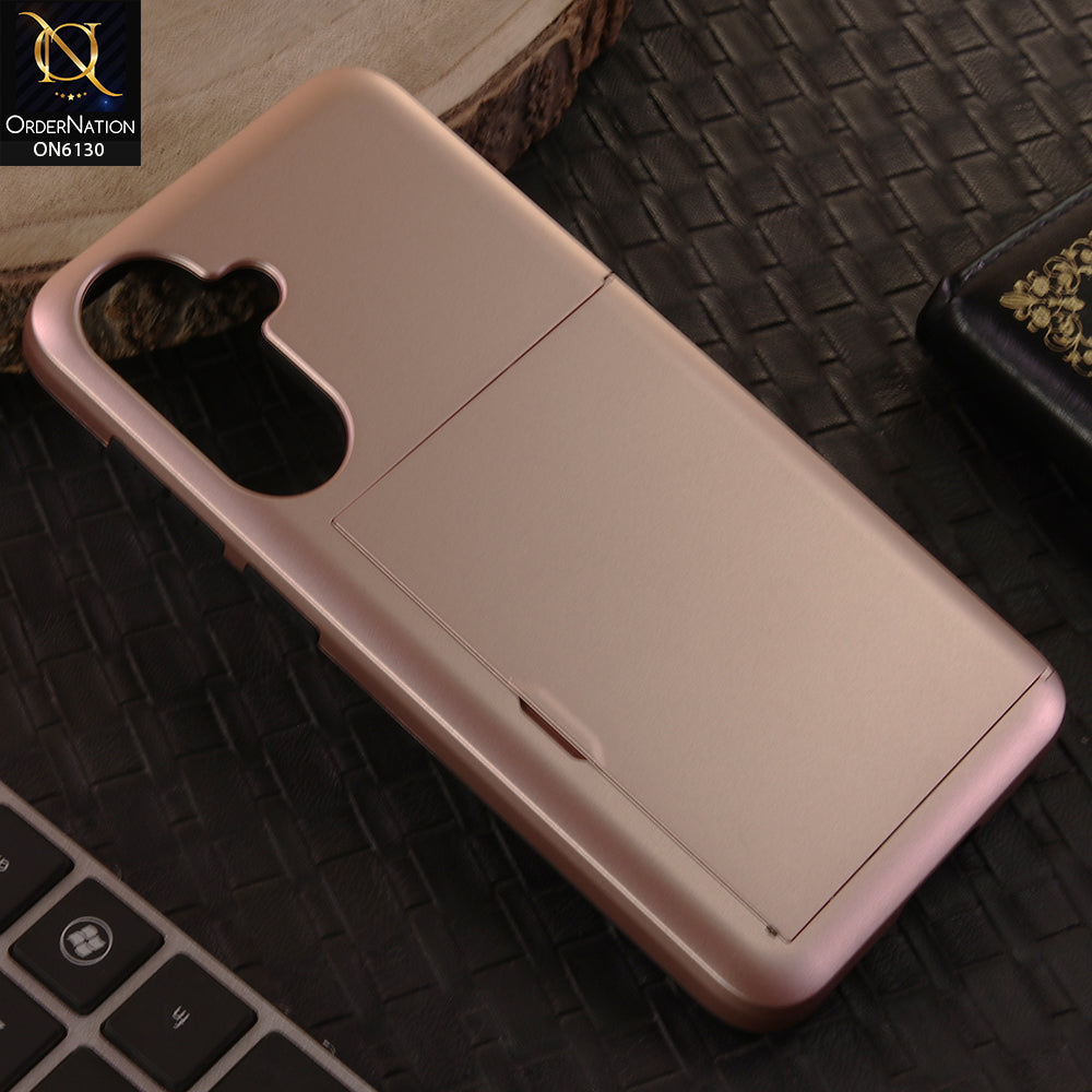 Samsung Galaxy A36 Cover - Rose Gold - Mobile Case Sliding Wallet Card Holder and shockproof bumper edges