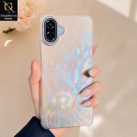 Samsung Galaxy F07 Cover - Silver - Premium Iridescent Frosted Protective Phone Case