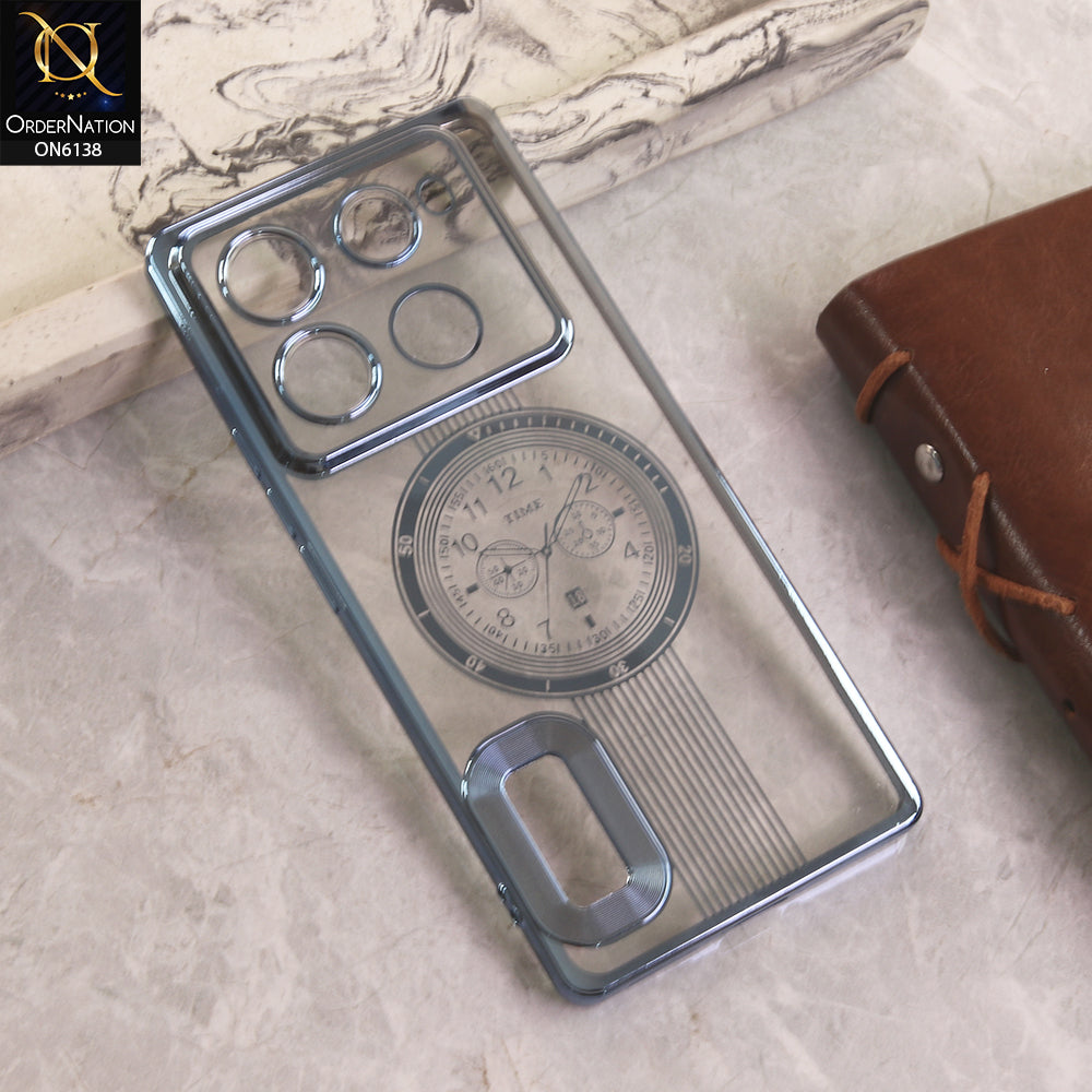 Infinix Note 40 Pro Cover - Blue - Electroplating Borders Logo Hole Camera Lens Protection Soft Silicone Case