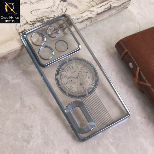 Infinix Note 40 Pro Plus Cover - Blue - Electroplating Borders Logo Hole Camera Lens Protection Soft Silicone Case