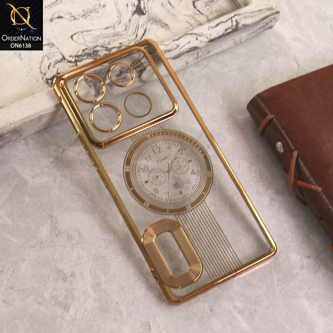 Infinix Note 40 Pro Plus Cover - Golden - Electroplating Borders Logo Hole Camera Lens Protection Soft Silicone Case