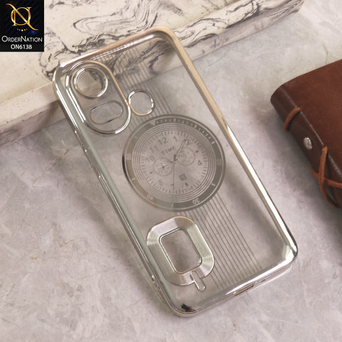 Itel A49 Play Cover - Silver - Electroplating Borders Logo Hole Camera Lens Protection Soft Silicone Case