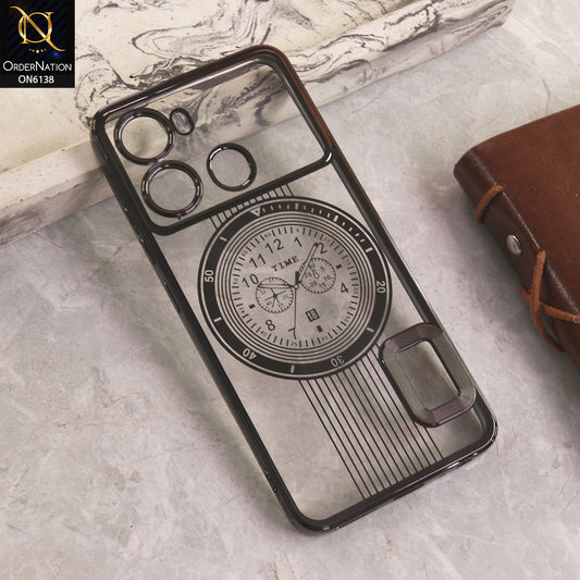 Itel P40 Cover - Black - Electroplating Borders Logo Hole Camera Lens Protection Soft Silicone Case
