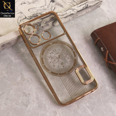 Itel P40 Cover - Golden - Electroplating Borders Logo Hole Camera Lens Protection Soft Silicone Case
