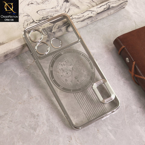 Itel P40 Cover - Silver - Electroplating Borders Logo Hole Camera Lens Protection Soft Silicone Case