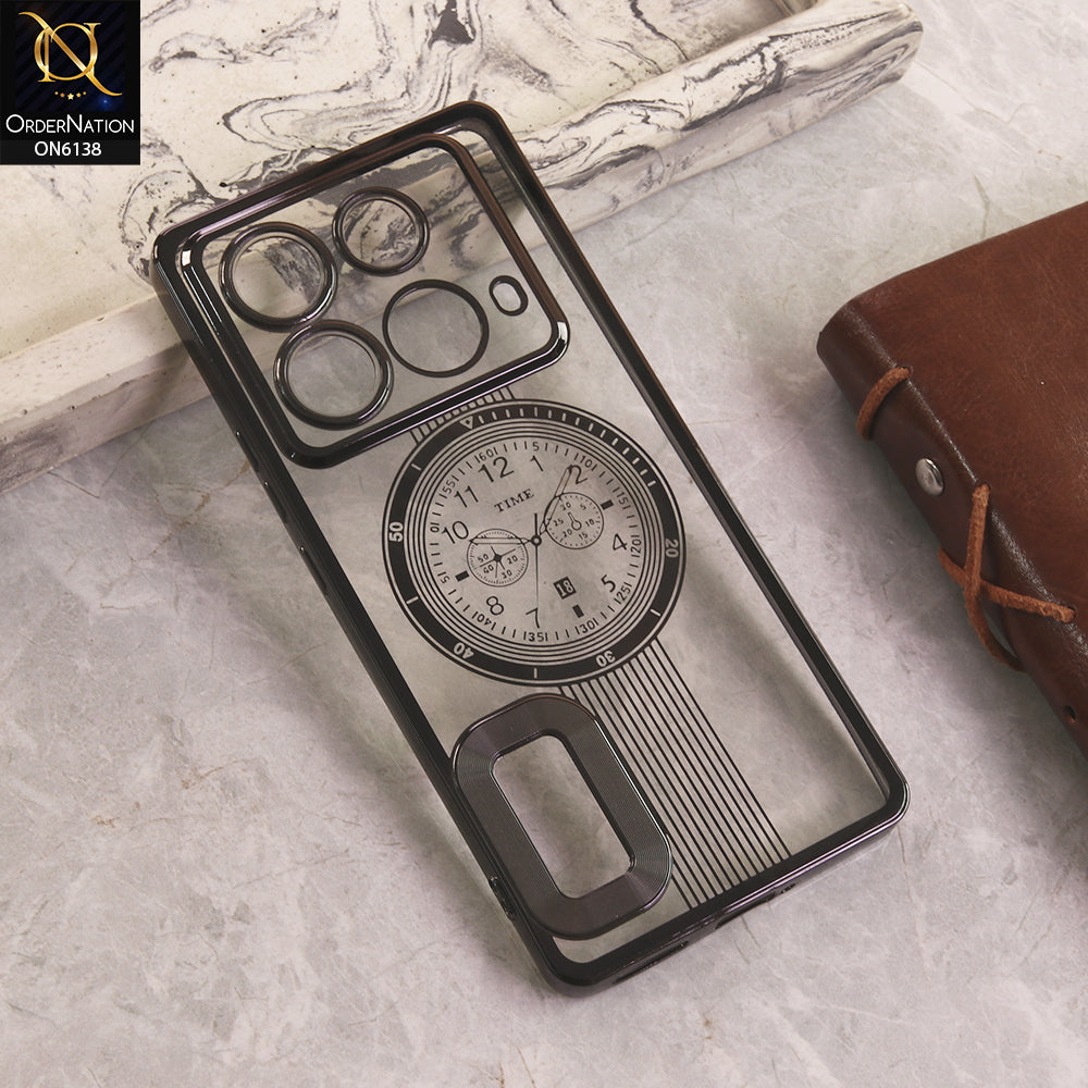Infinix Note 40 Cover - Black - Electroplating Borders Logo Hole Camera Lens Protection Soft Silicone Case